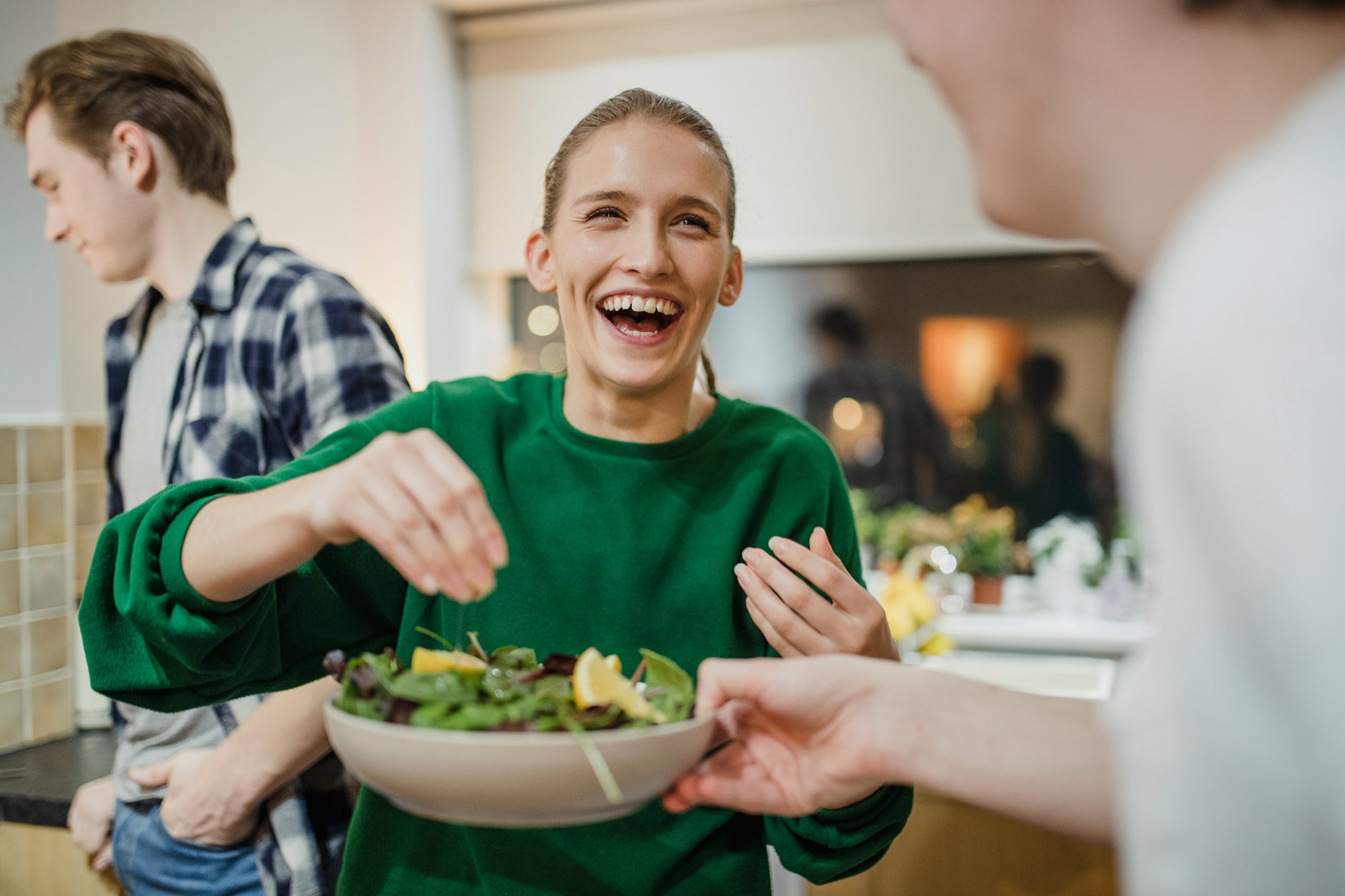 preparing salad together