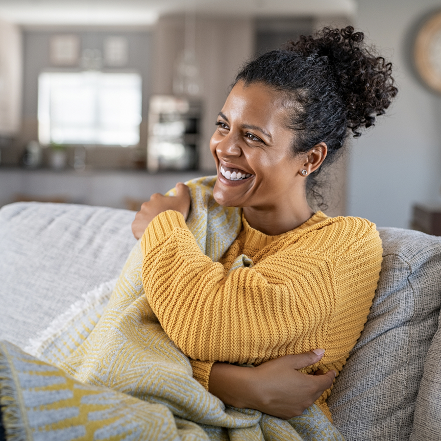 Woman wearing comfortable clothes