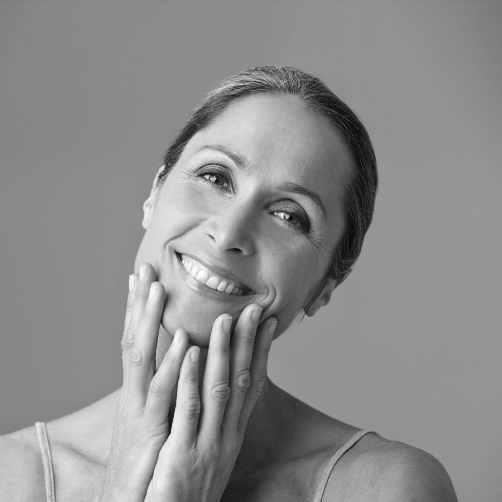 Smiling woman with facelift