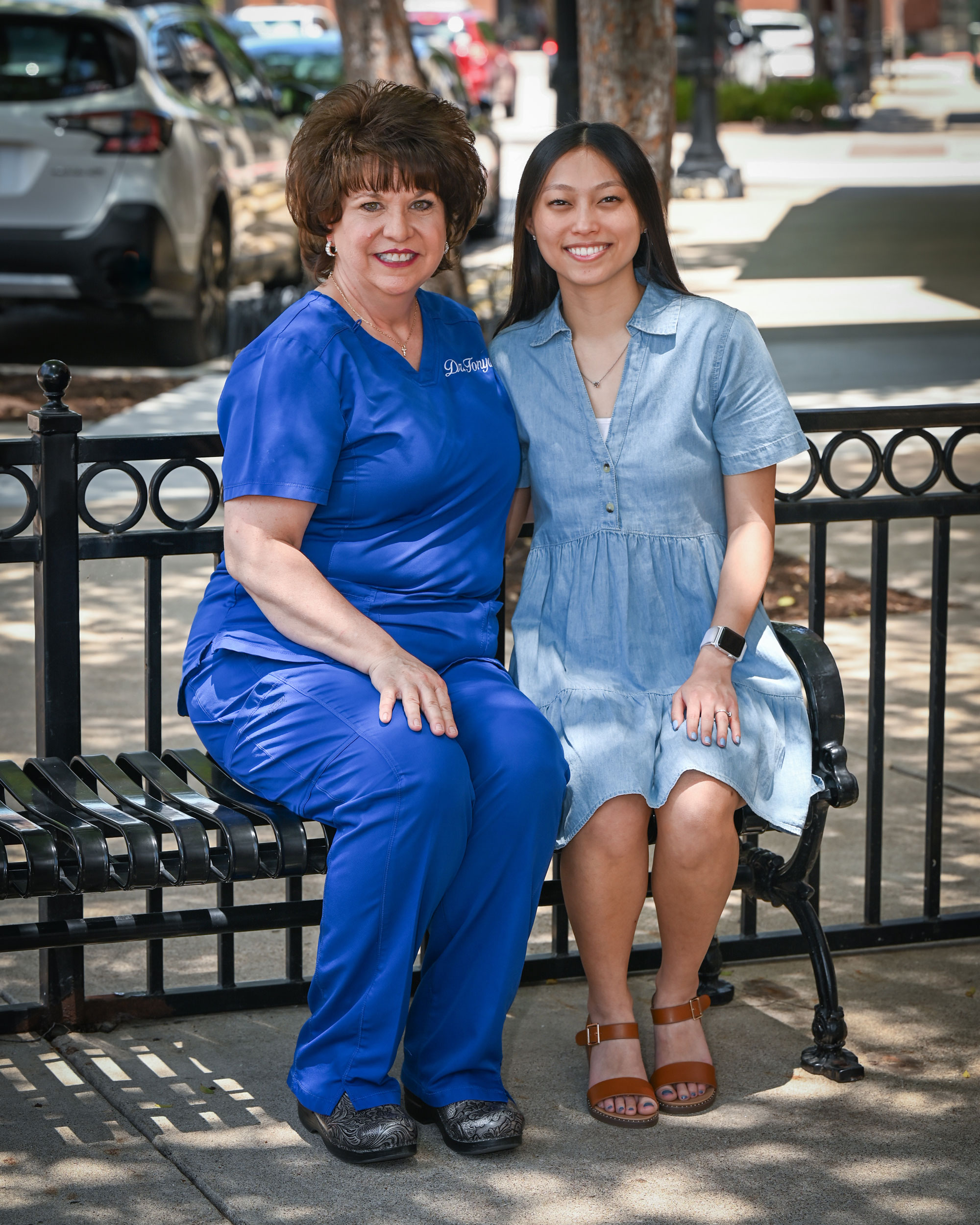 seated portrait outdoors