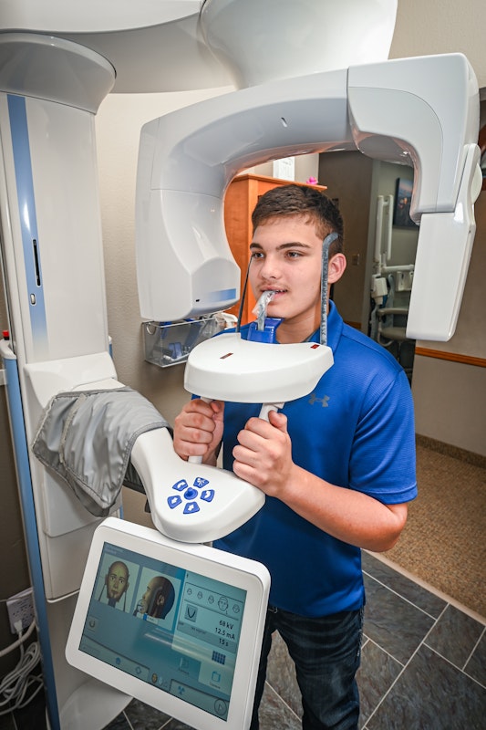 young patient getting scanned