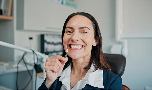 Woman smiling with veneers