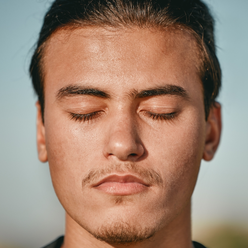 relaxed man with eyes closed