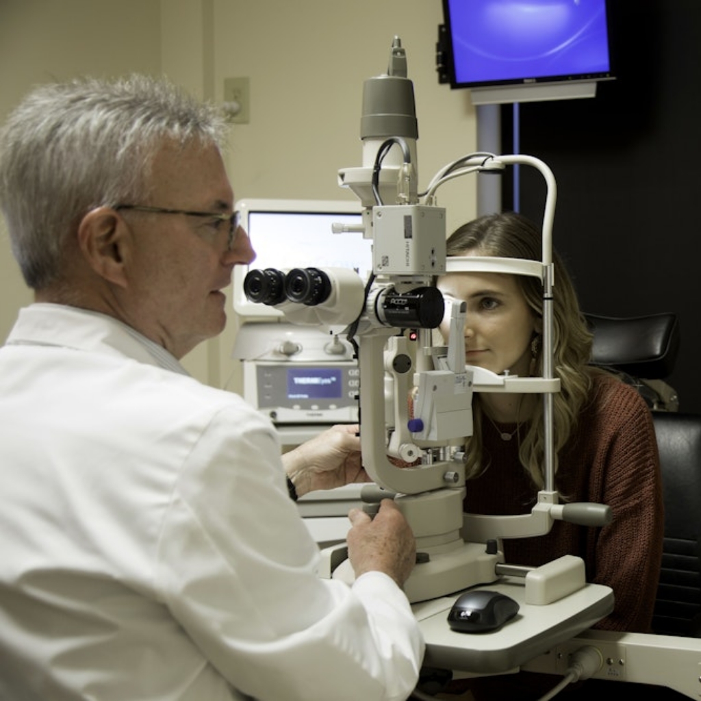 Dr Choate performing Eye exam