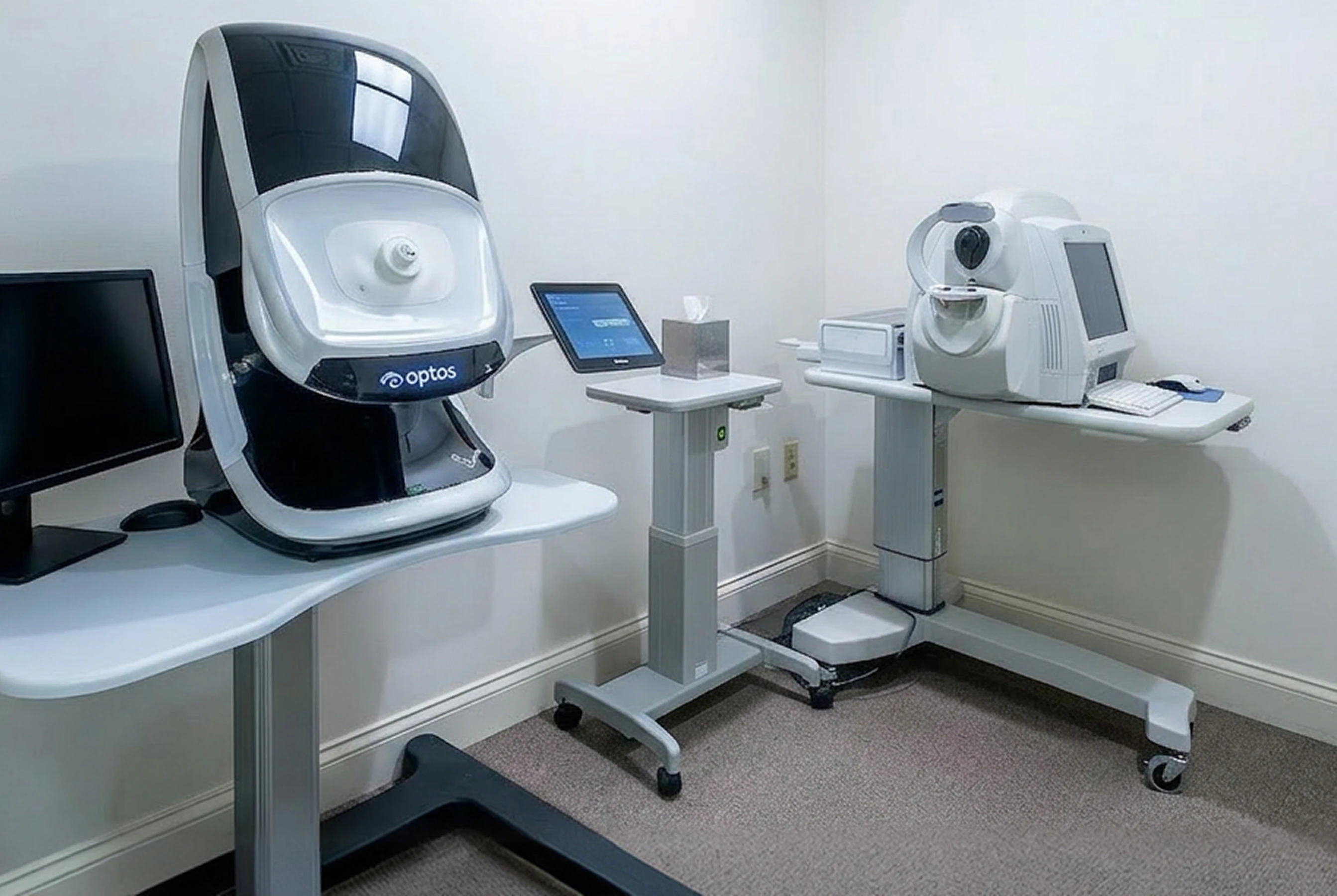 Optos retinal imaging device in an exam room at Choate Eye Associates