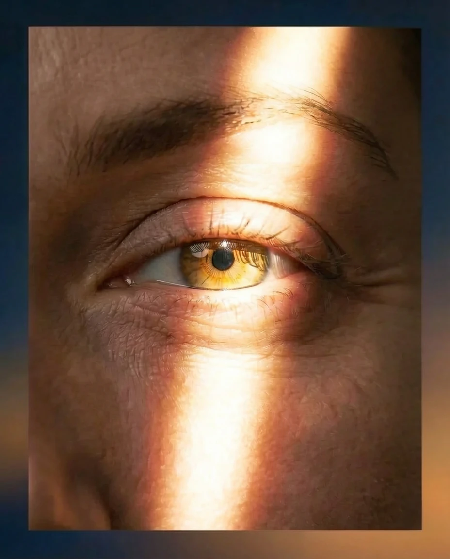 Eye squinting from light sensitivity