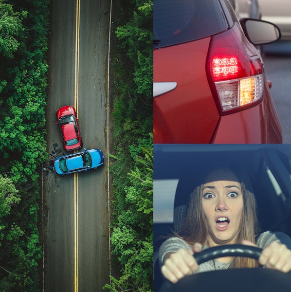 collage of fault at a car accident