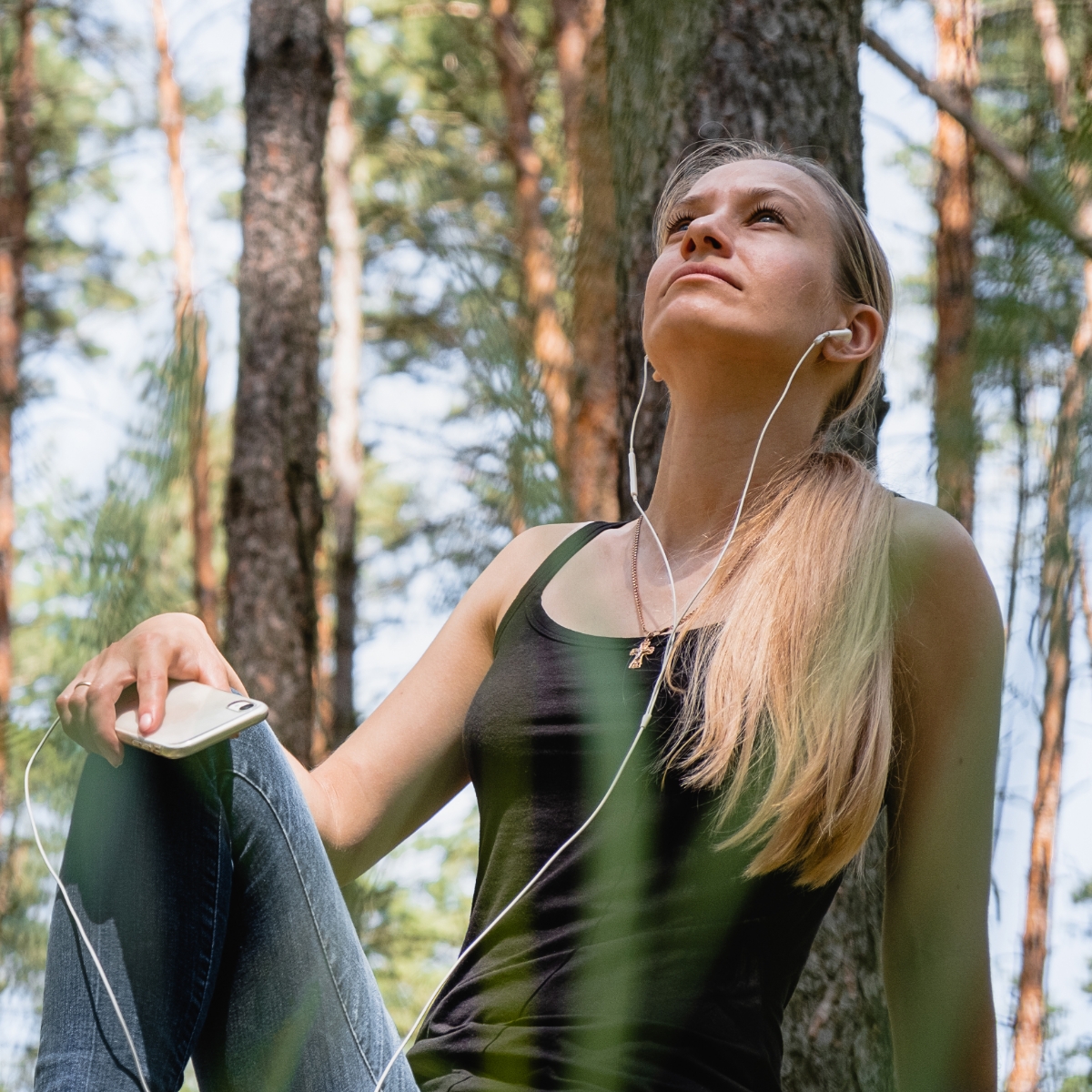 hopeful woman sunlight on face