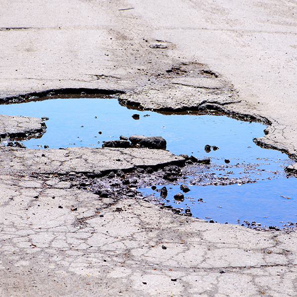 a pothole in a road