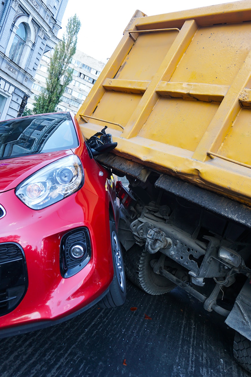 a car and truck crash