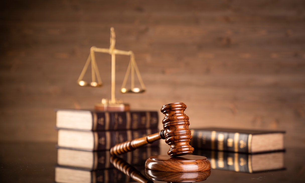 Gavel and legal books