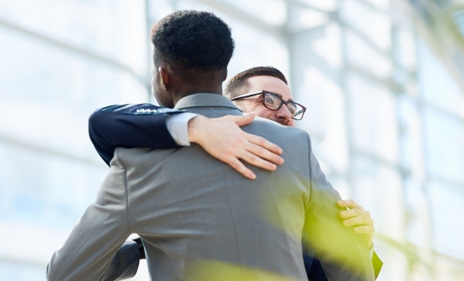 hugging lawyer after a win