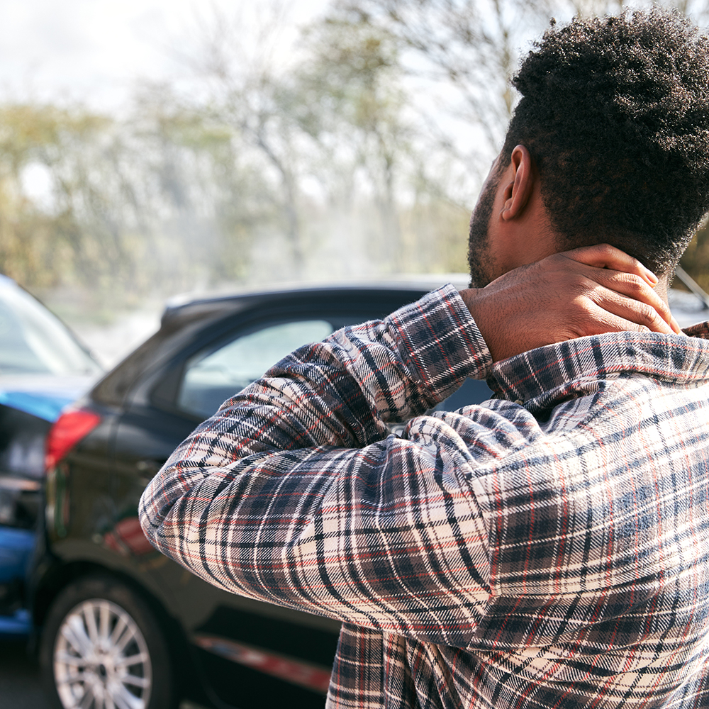 a man with neck injury after car crash