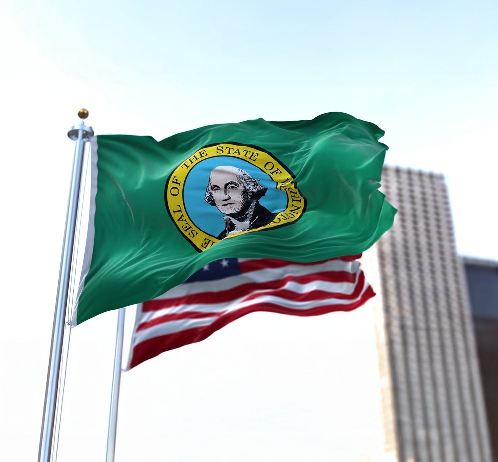flag with seal of the state of washington