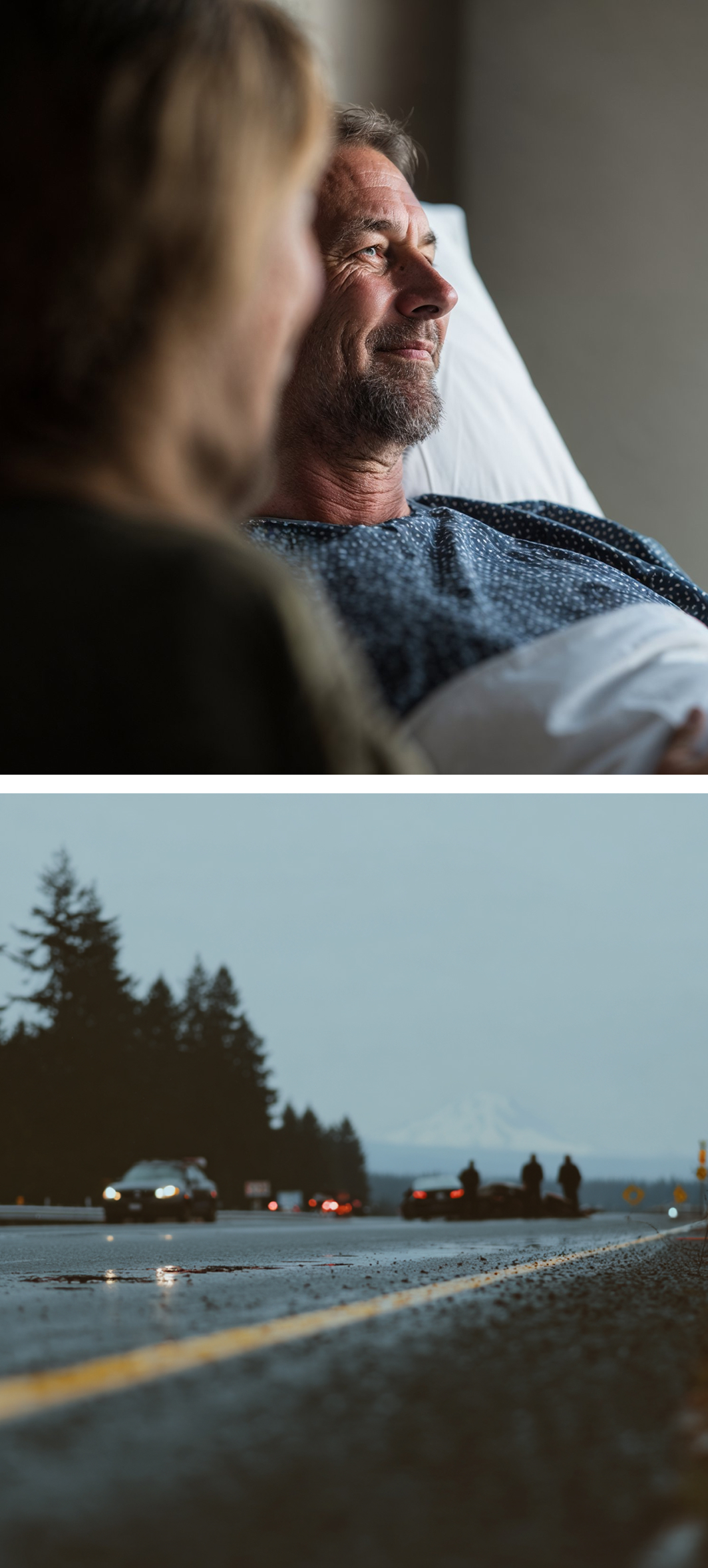 Man in hospital med and car accident