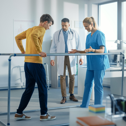 Man receiving physical therapy