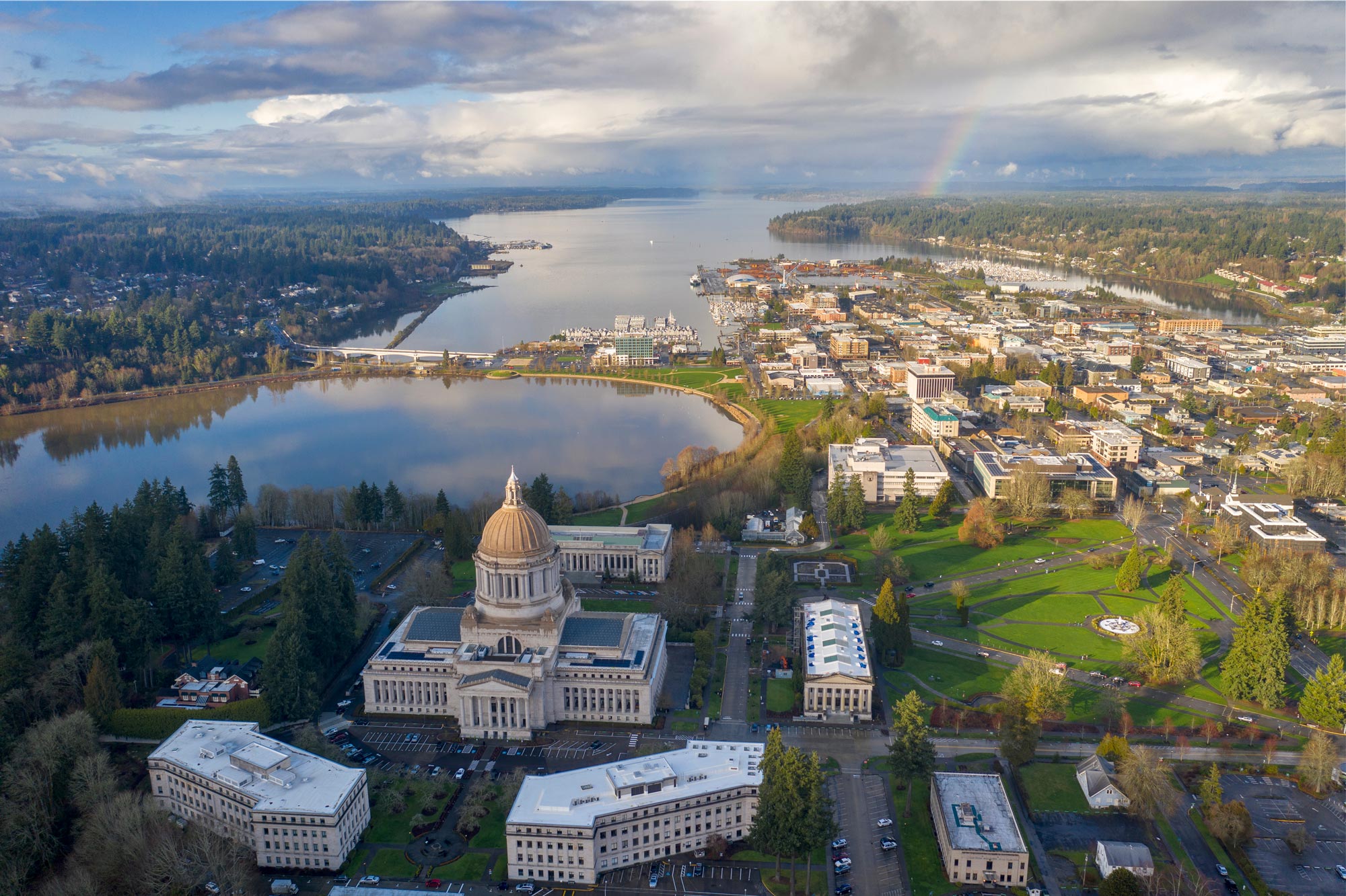 arial shot of olympia