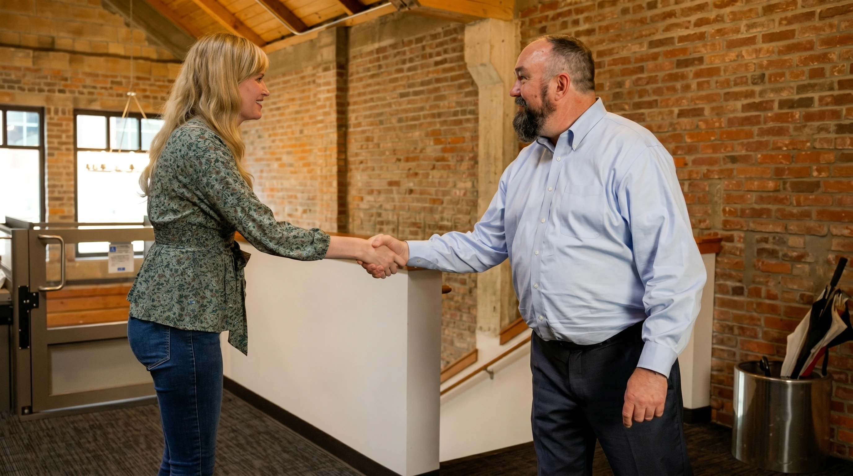 attorney Loren Cochran shaking hands with client in Vancouver Washington