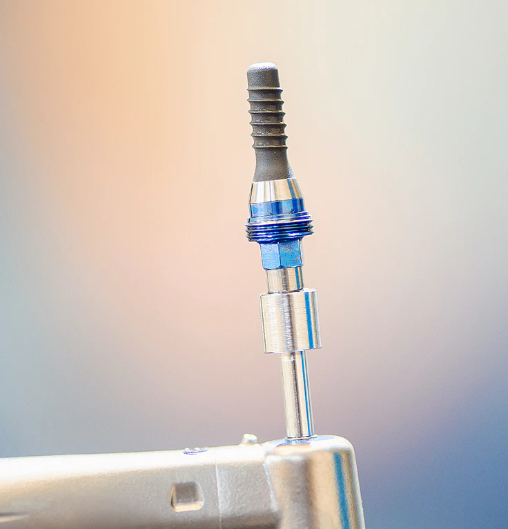 Close-up of a dental implant post