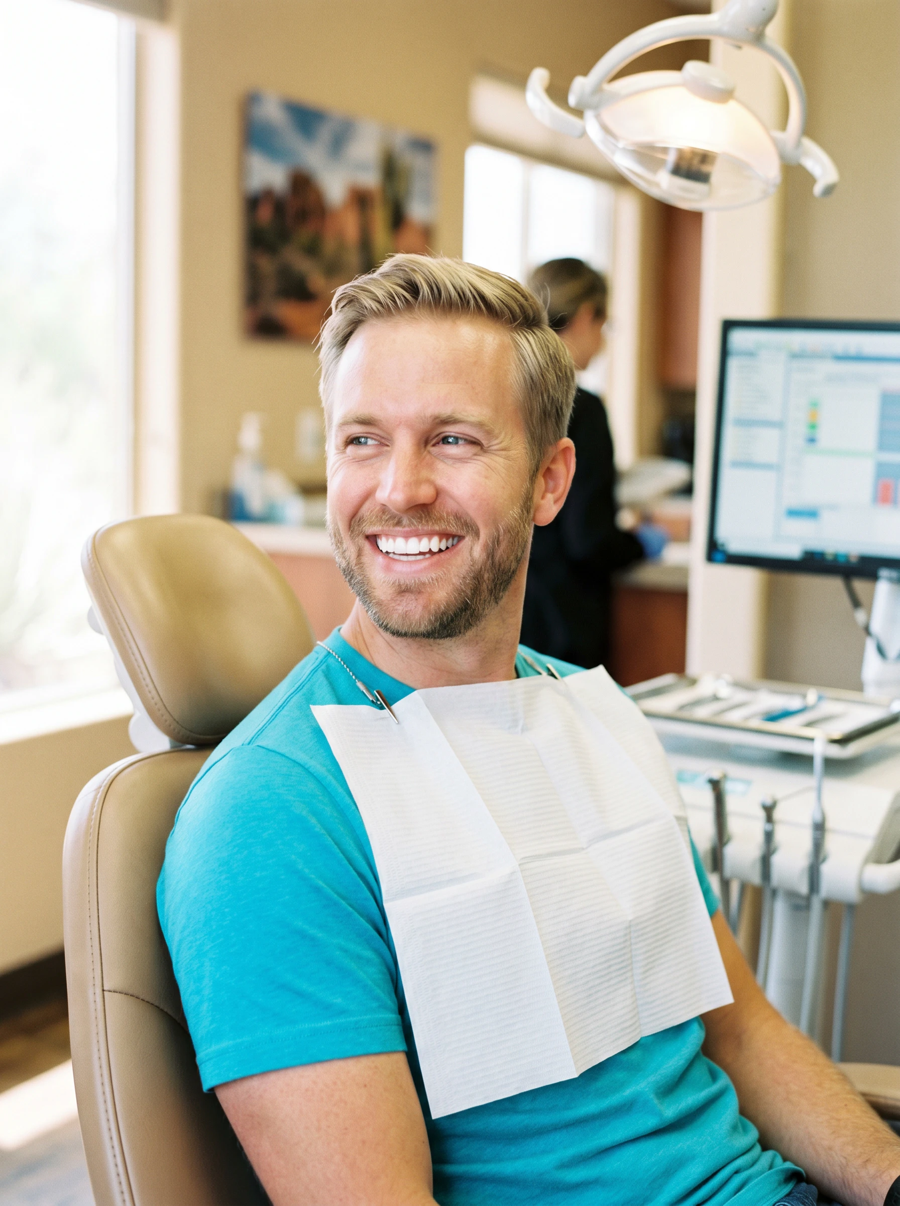 relaxed man at the dentist