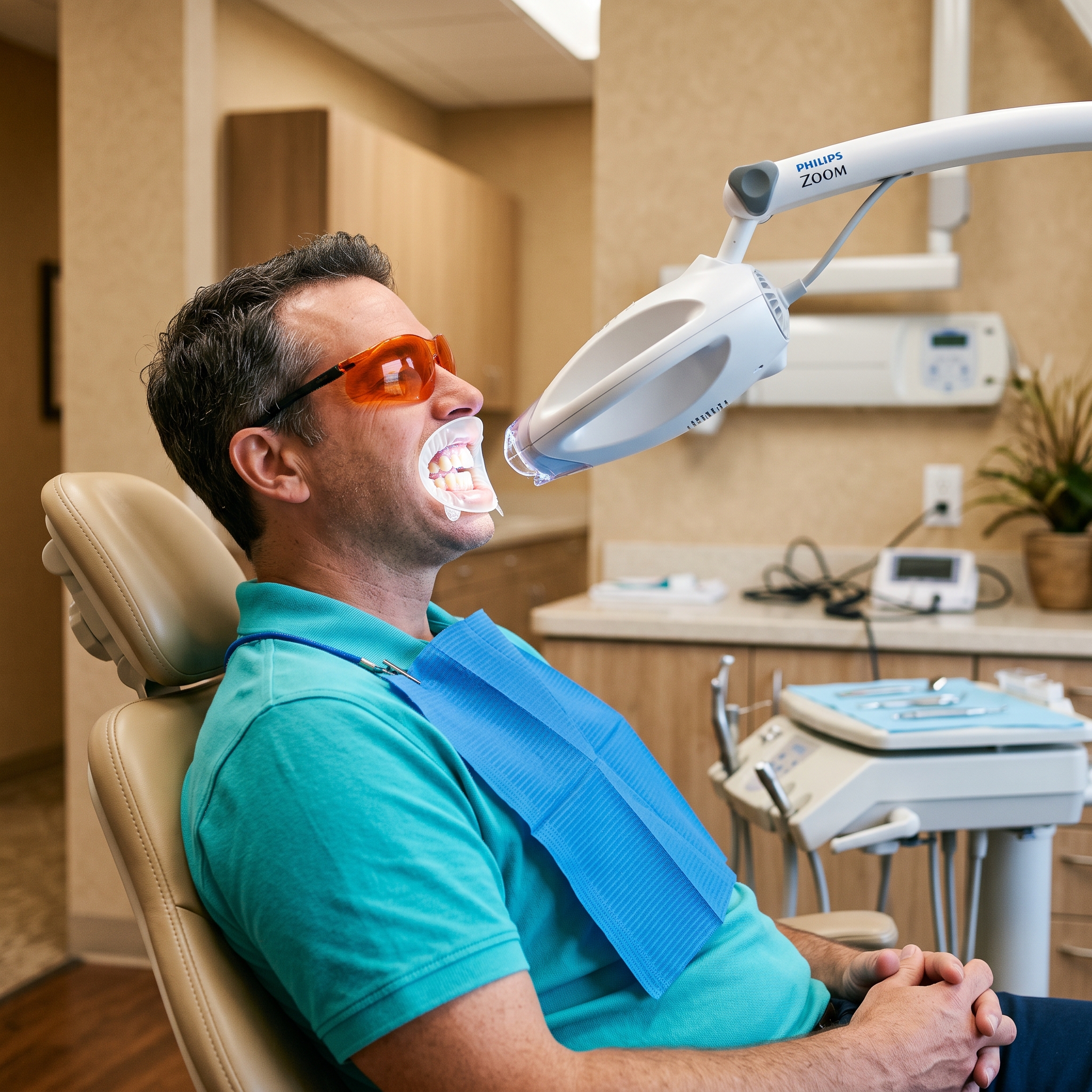 Man getting his teeth professionally whitened