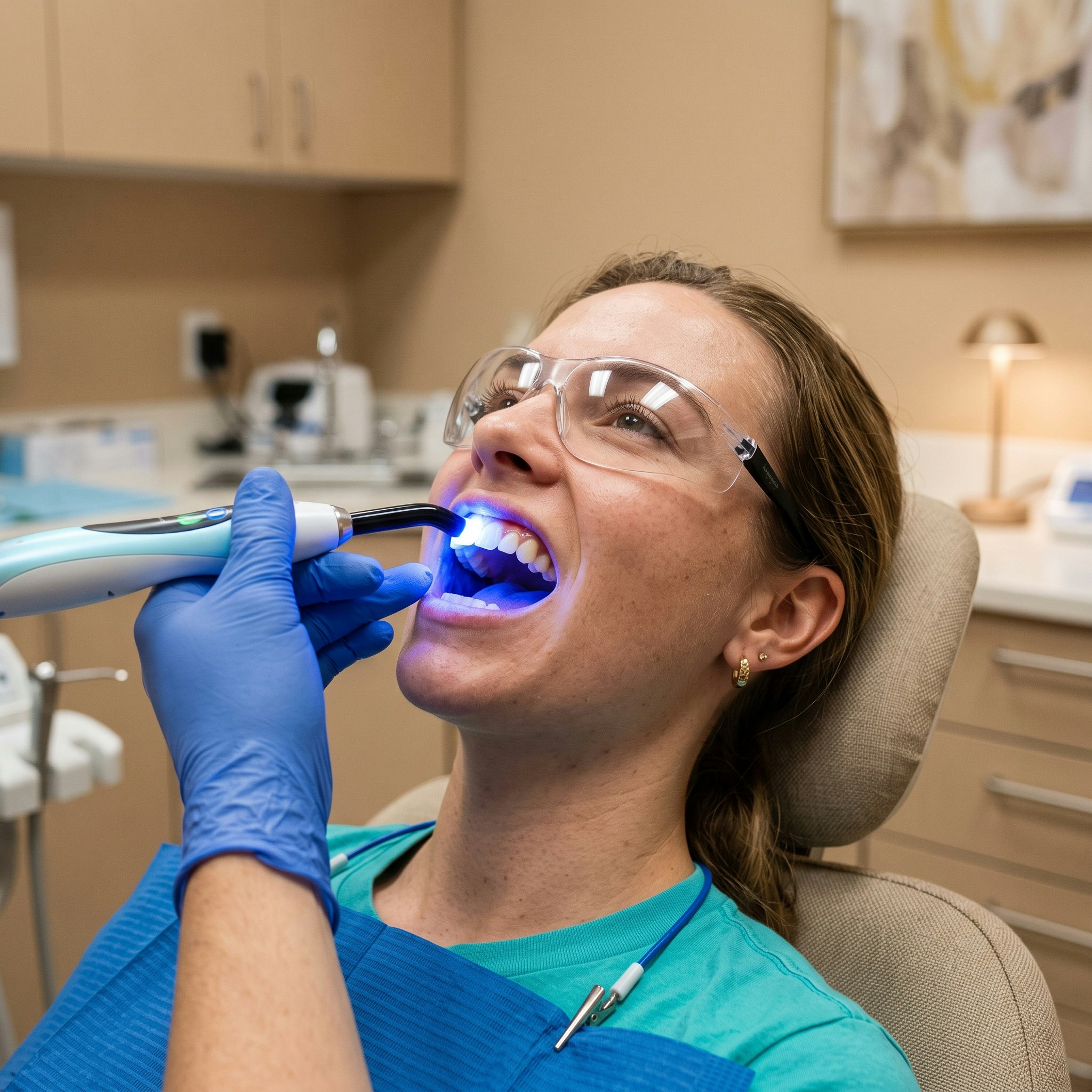 Woman getting a dental bonding procedure