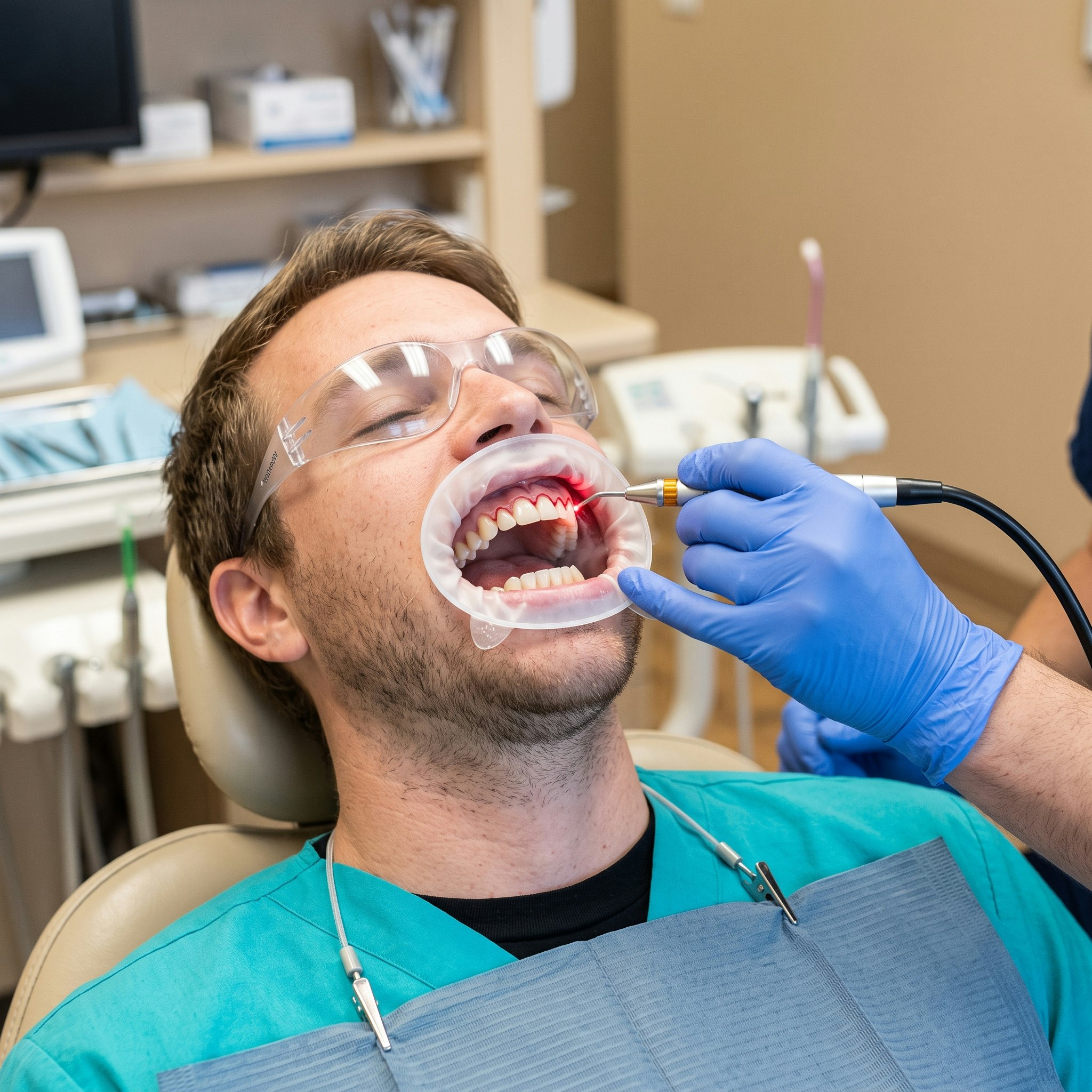 man getting a gum contouring procedure