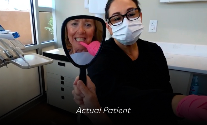 Actual patient looking at her smile