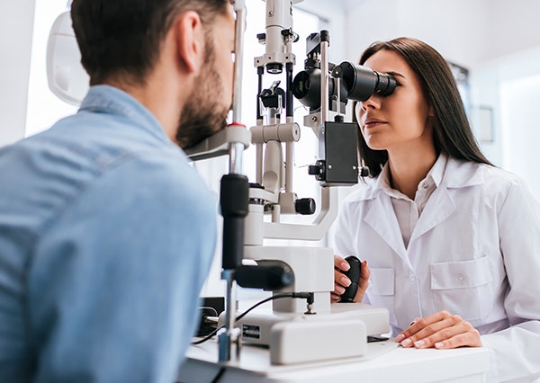 Man at eye exam
