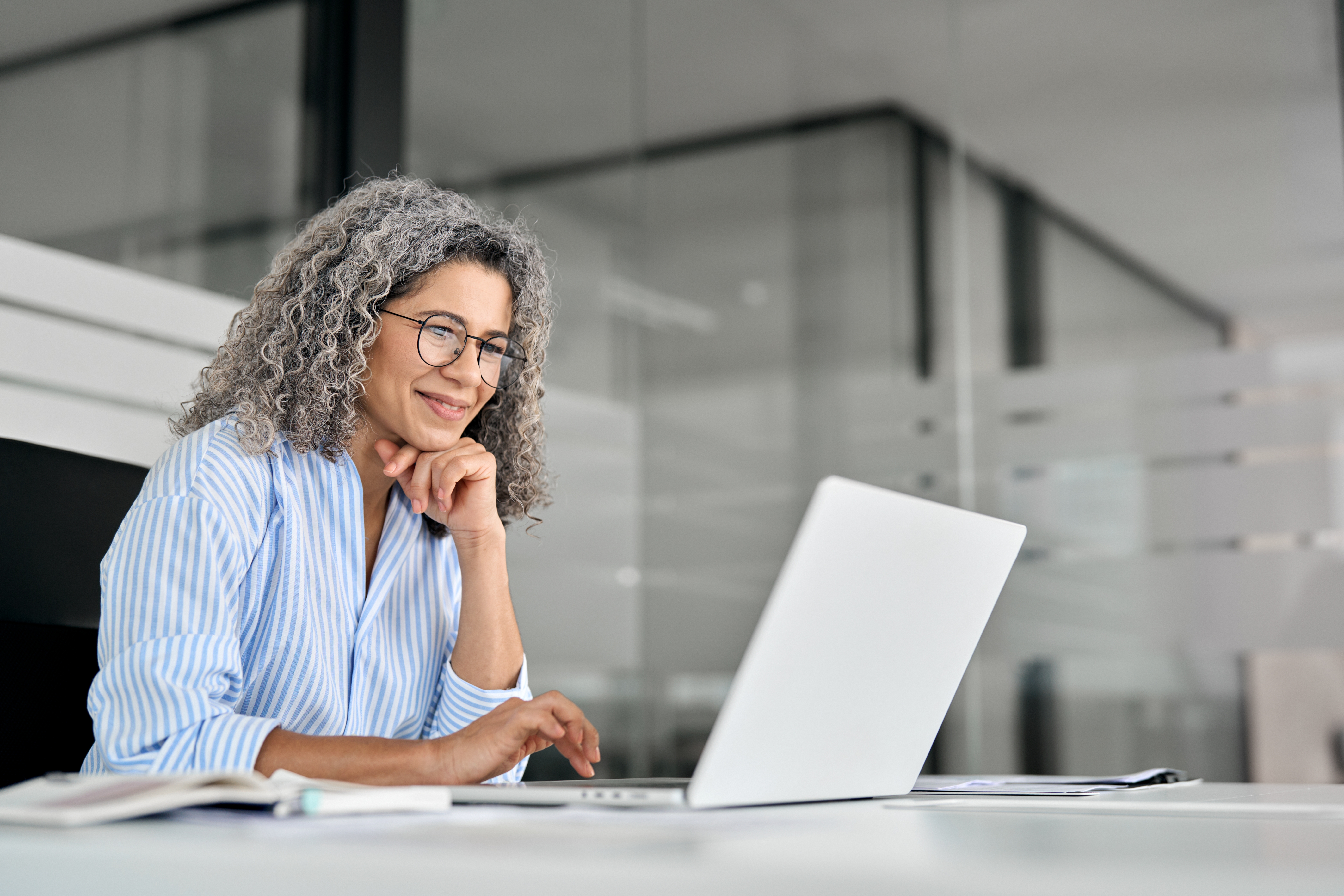 Mature woman working on a computer