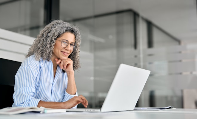 Mature woman working on a computer