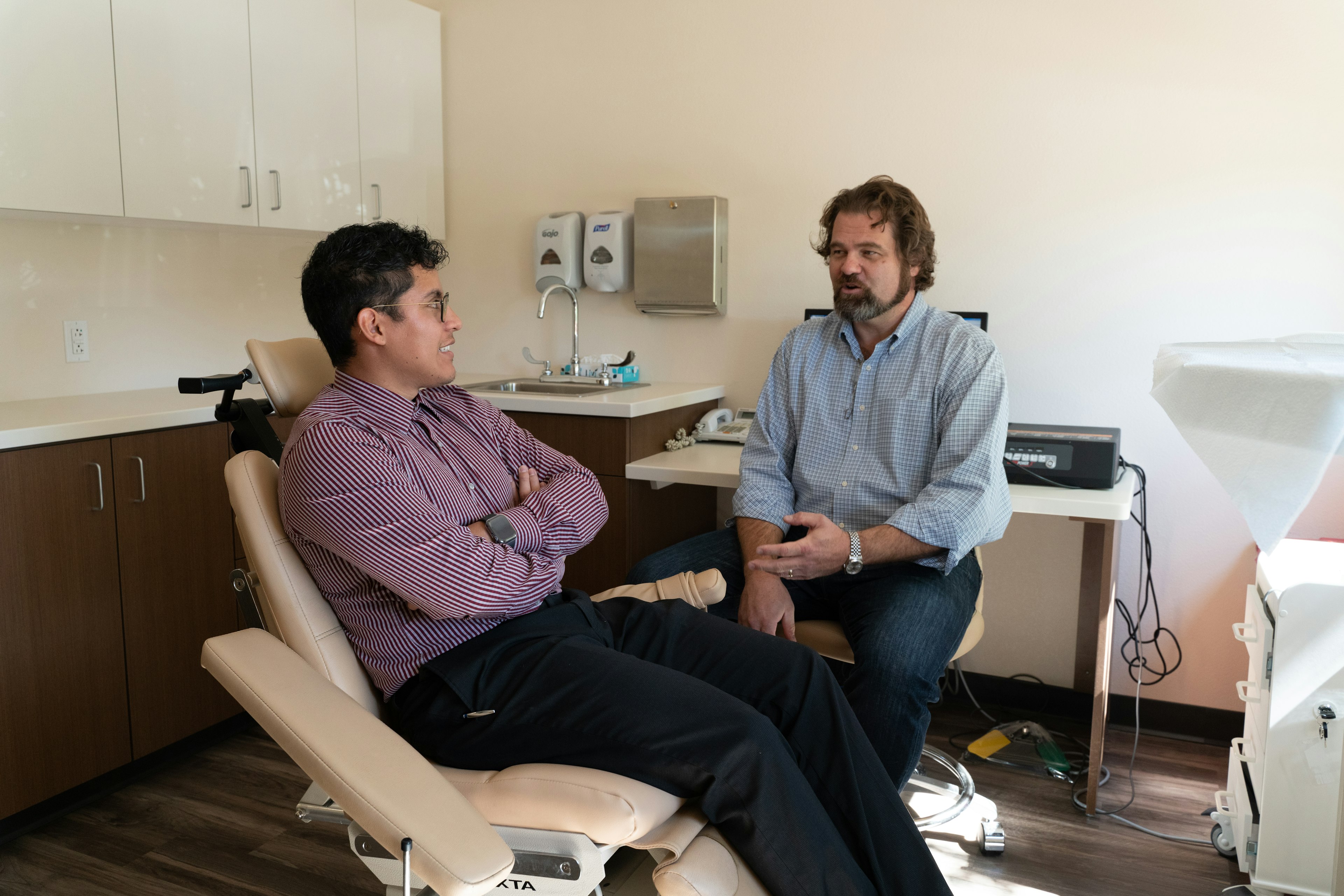 Dr. Healy and patient talking