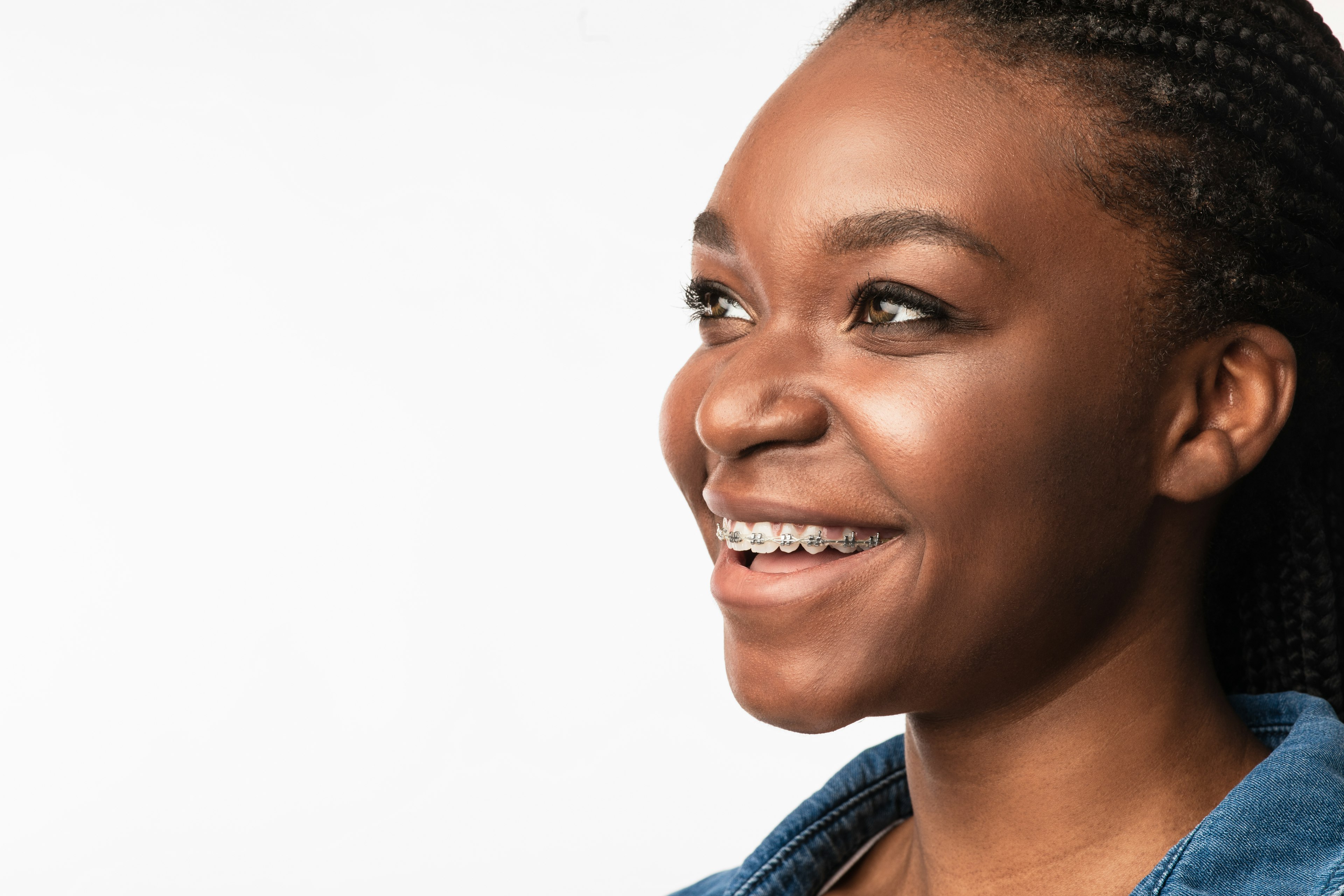 smiling woman with braces