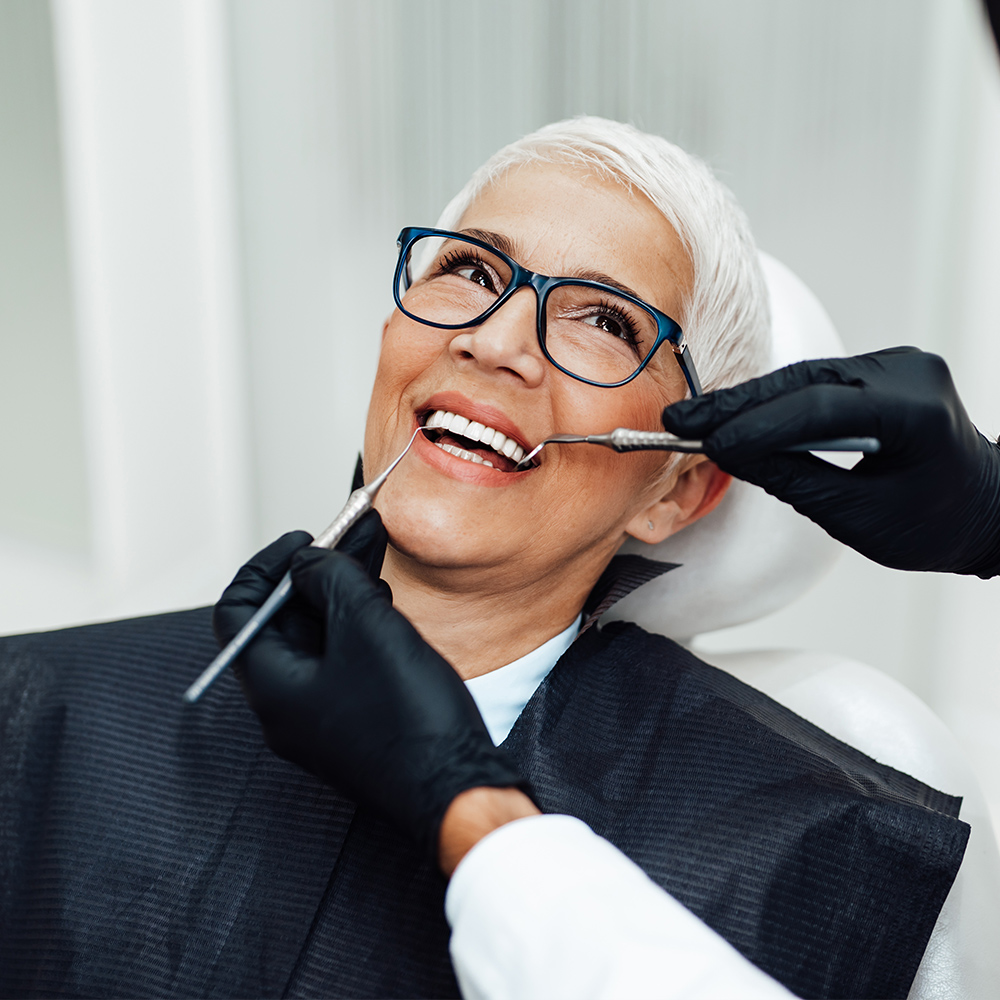 Smiling woman in a dental visit