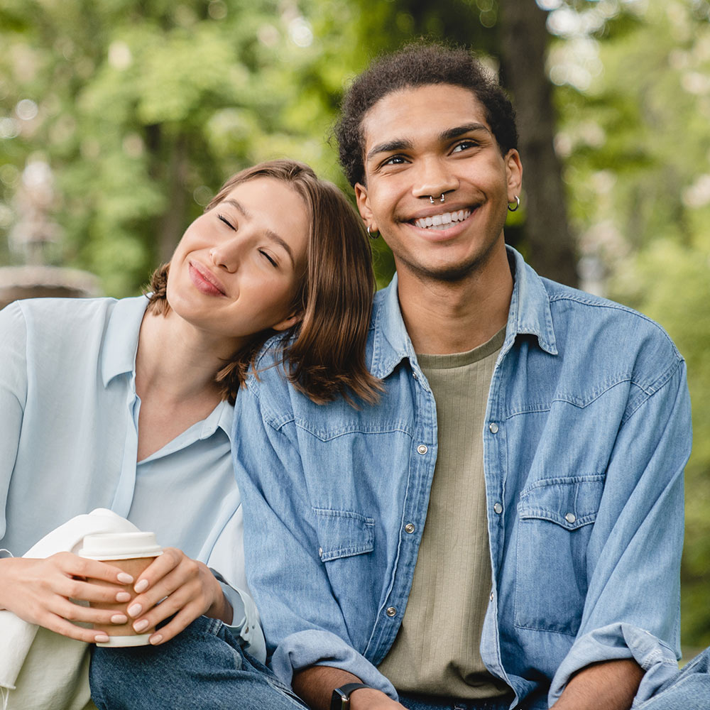Smiling couple in park