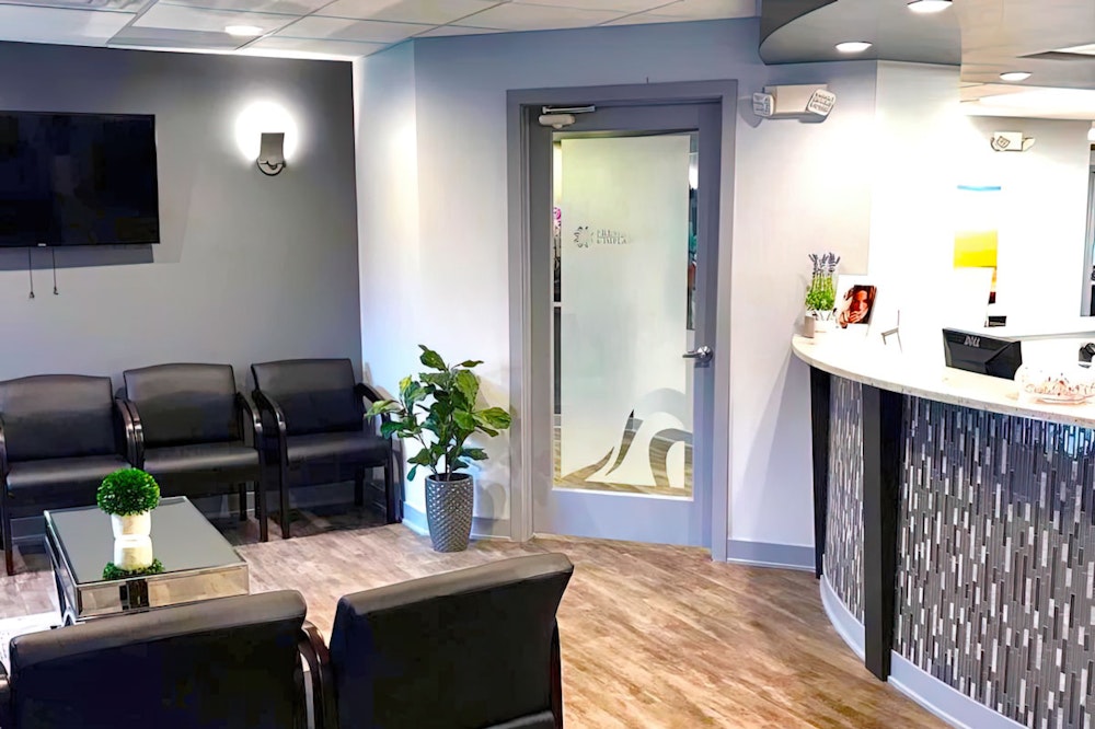 Waiting room at Premier Dental & Implant Center