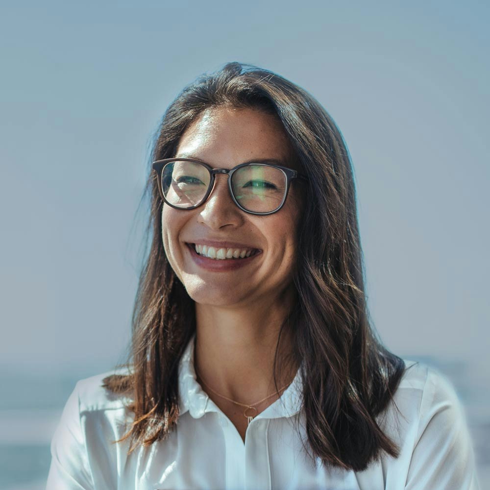 Smiling woman with glasses