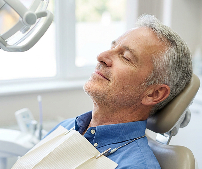 calm man in dental chair