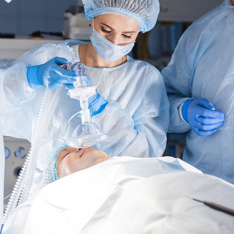 Anesthesiologist and patient