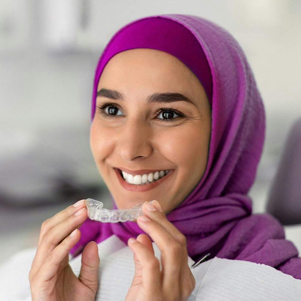 Woman with invisalign