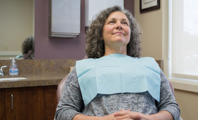 woman relaxing in the dental chair