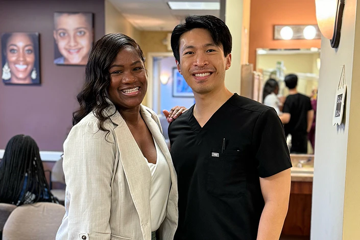Orthodontist and patient