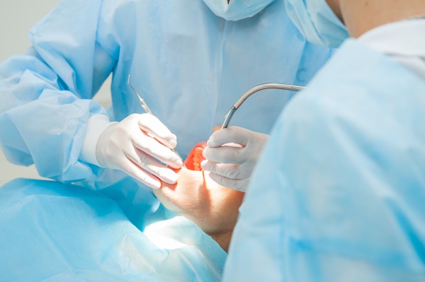 Patient undergoing oral surgery