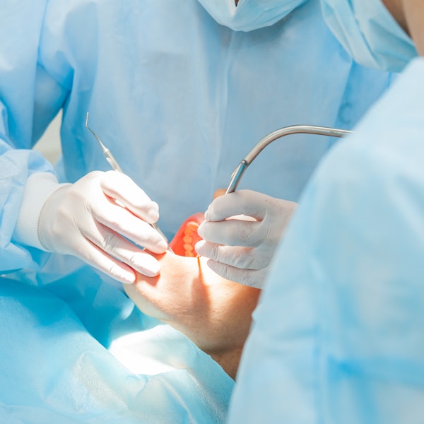 Patient undergoing oral surgery
