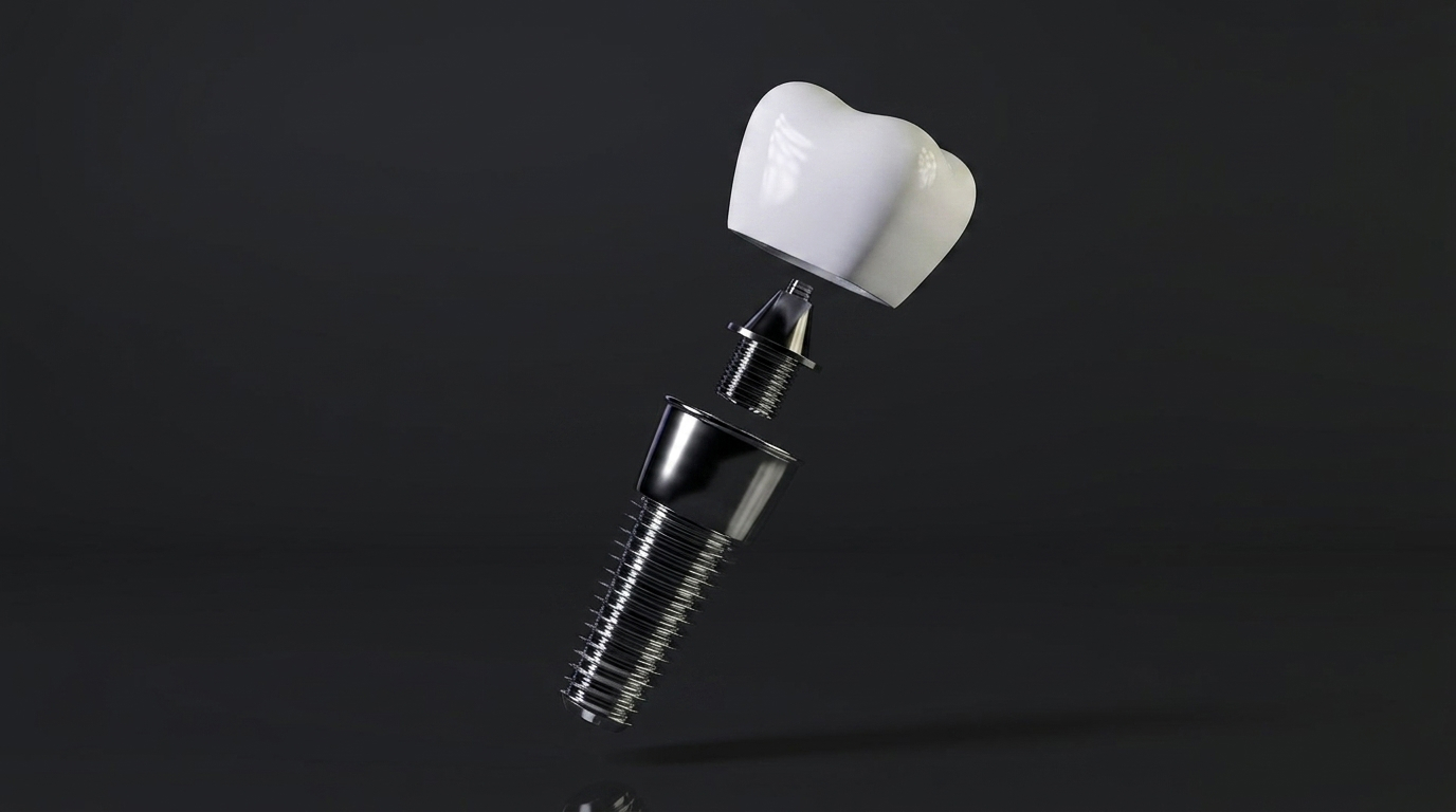 dental implant on dark gray background