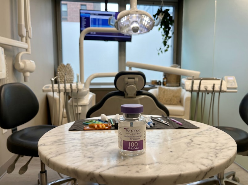 Botox on table in exam room