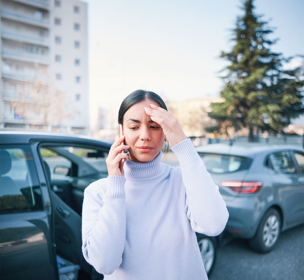 woman concerned after wreck