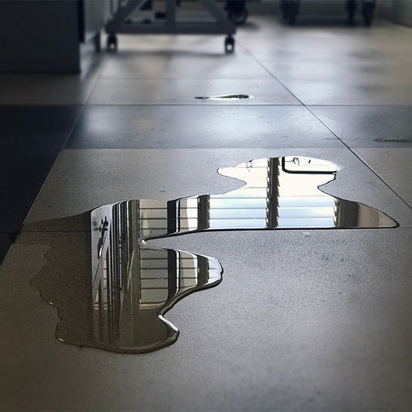 spilled water on the floor