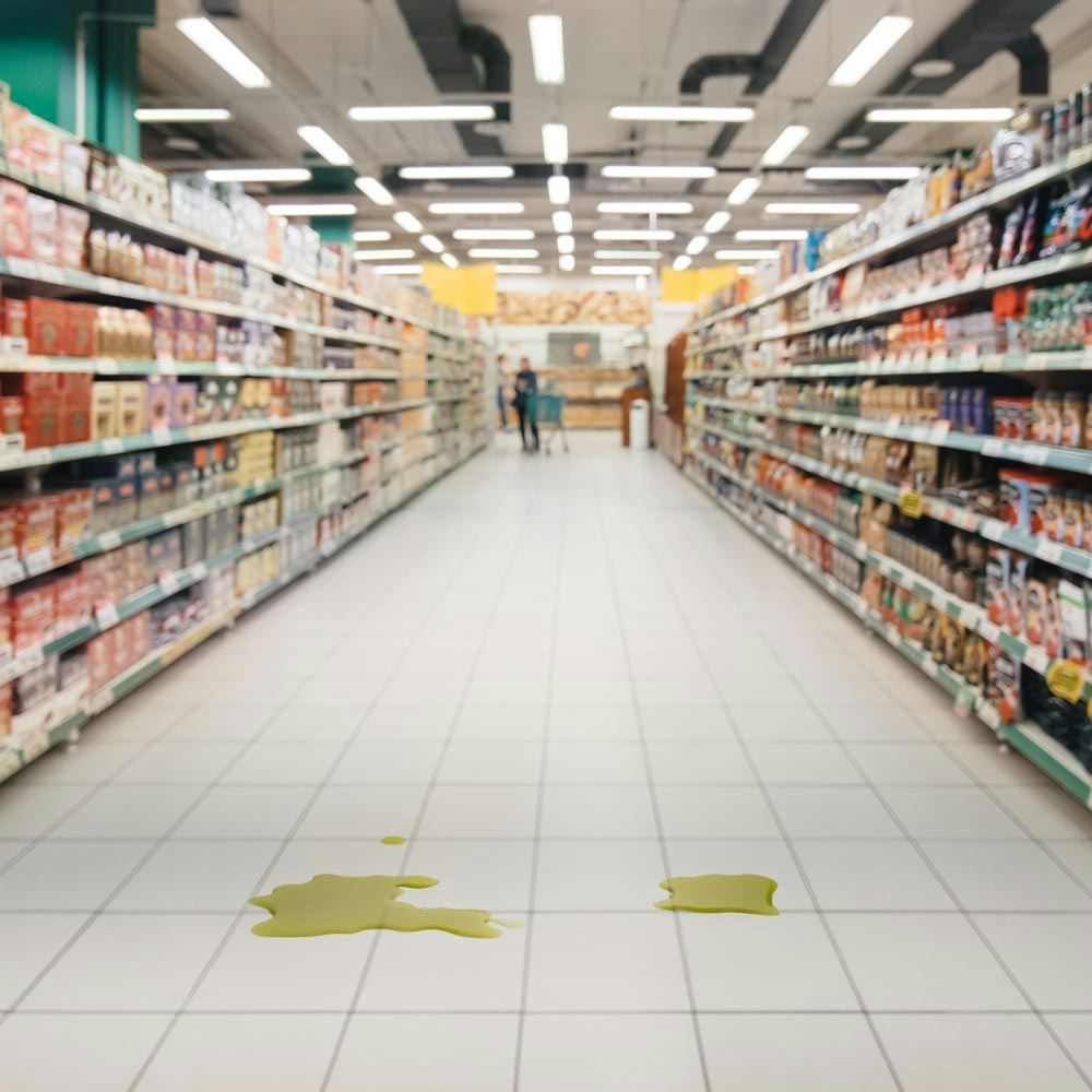 grocery store spill in an aisle