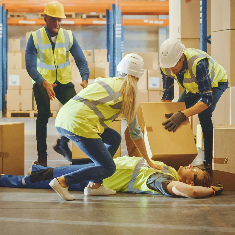 Falling object onto worker